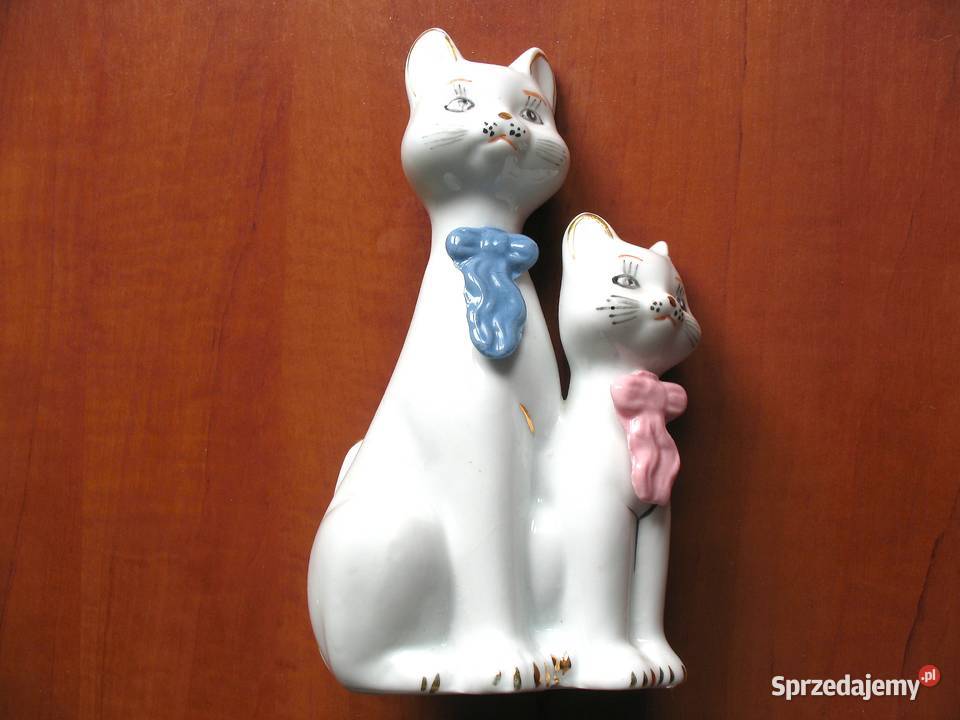 Kot mały i duży porcelana 18 x 10 x 7 biały mazowieckie Siedlce