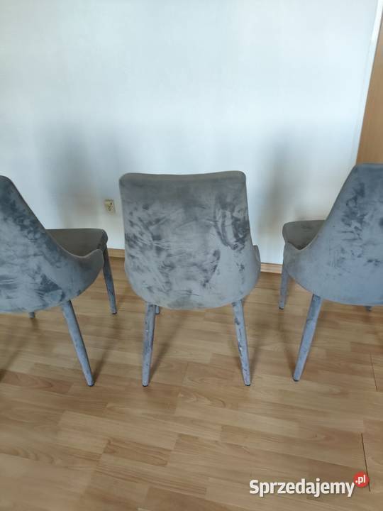 Krzesła tapicerowane TRIX Velvet szare do Krzesła Chotomów