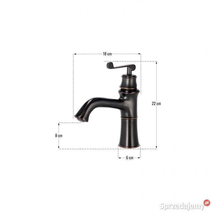 Bateria umywalkowa stojąca czarna LONDYN niska Chmielnik