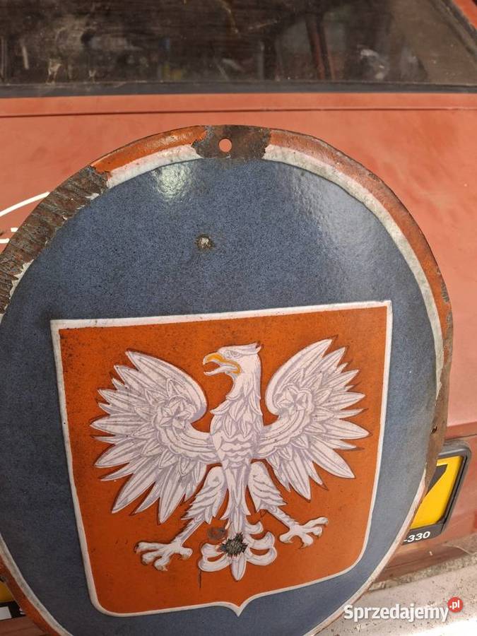 STARA TABLICA EMALIA EMALIOWANA GODŁO ORYGINAŁ Korfantów