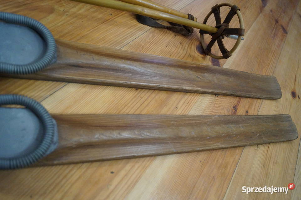Stare narty jesionowe 200 z kijkami podkarpackie Pruchnik