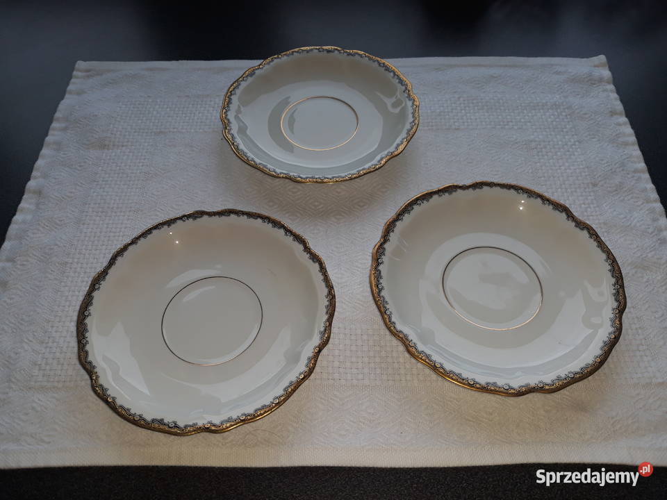 talerz talerze porcelana w kwiatki złocenia Ceramika i szkło Gdańsk sprzedam