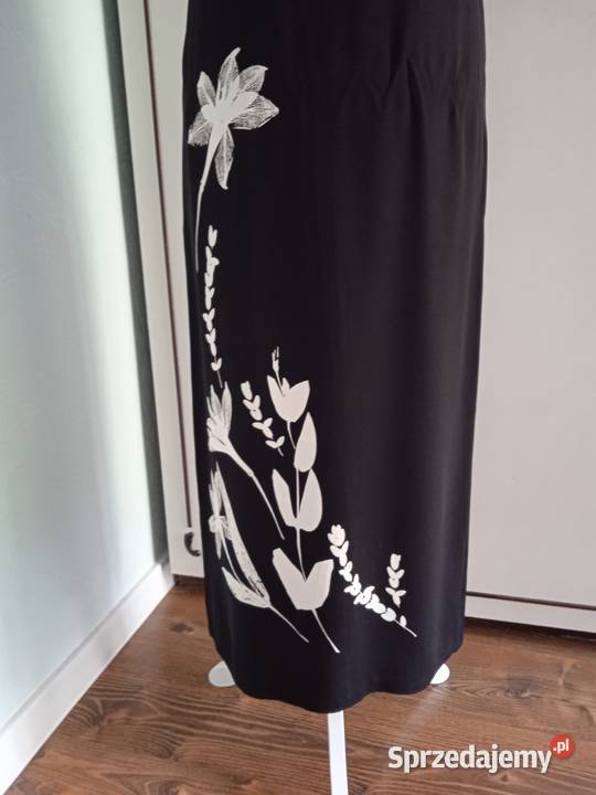 CZARNA DŁUGA SEXY SUKNIA Z ŻORŻETY LAURA ASHLEY czarny Spódnice i sukienki Piła