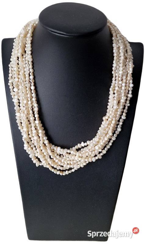 BIAŁE BAROKOWE PERŁY NATURALNE NASZYJNIK I Częstochowa