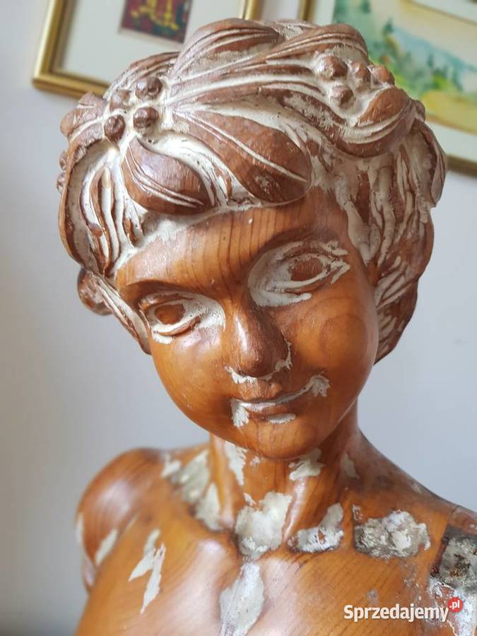 Rzeźba figura putto drewno polichromia ok1900 Orneta
