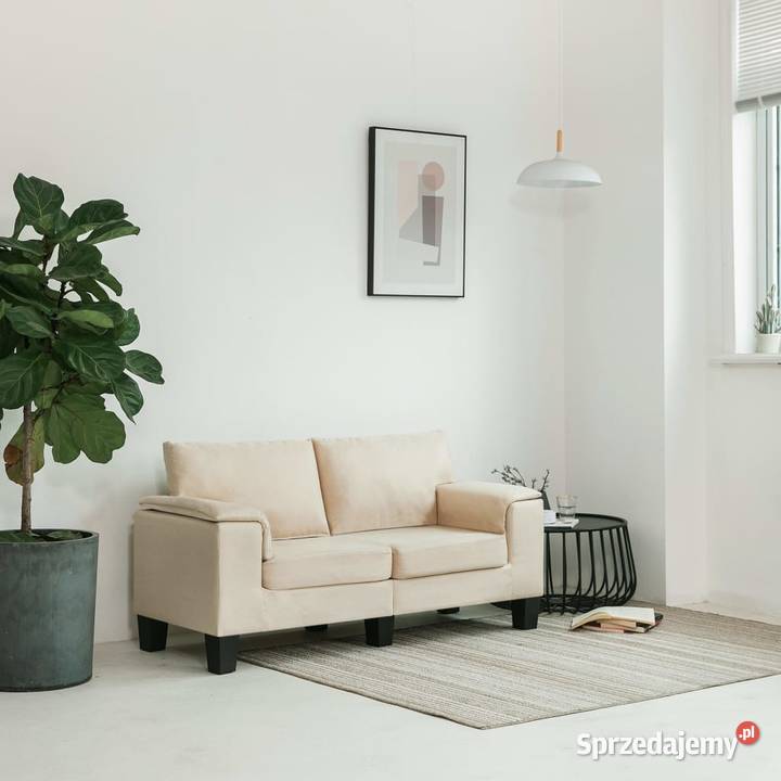 vidaXL 2-osobowa sofa, kremowa, tapicerowana tkaniną  287072
