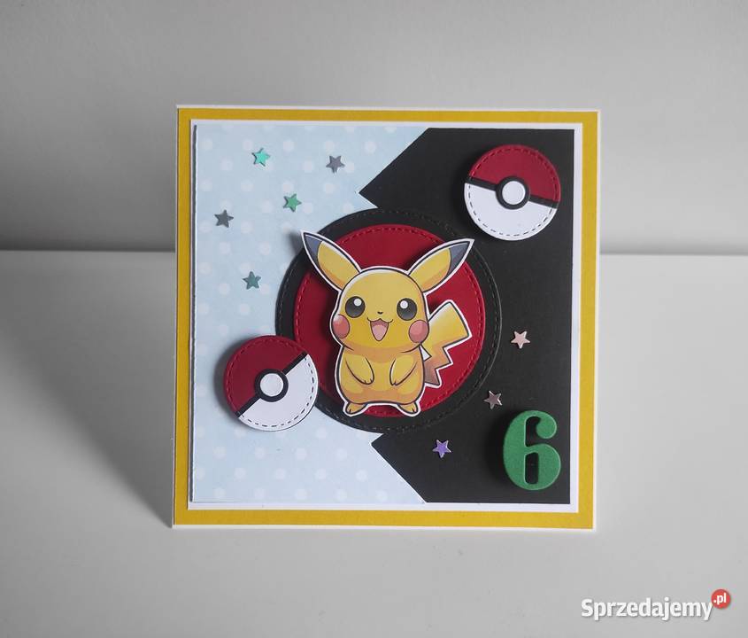 Kartka urodzinowa ręcznie robiona Pokemon Łódź