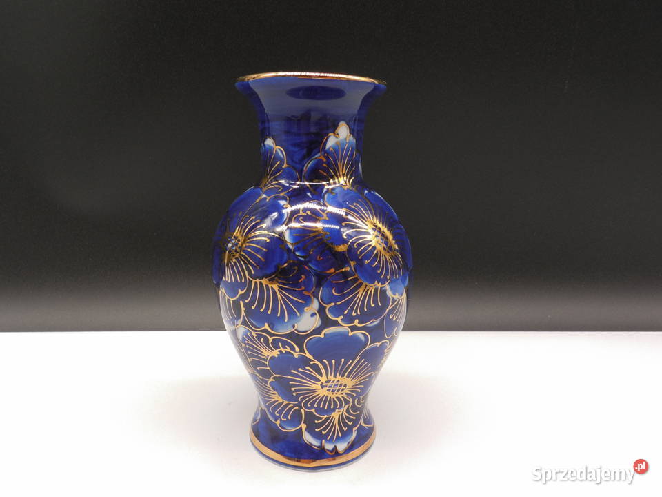 Wazon Kobaltowy Złote Zdobienia Thailand wielkopolskie Raszków