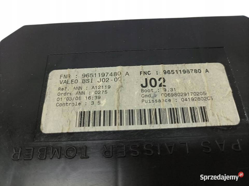 SKRZYNKA BSI 9651196780A J0200 Peugeot 307 I sprzedam