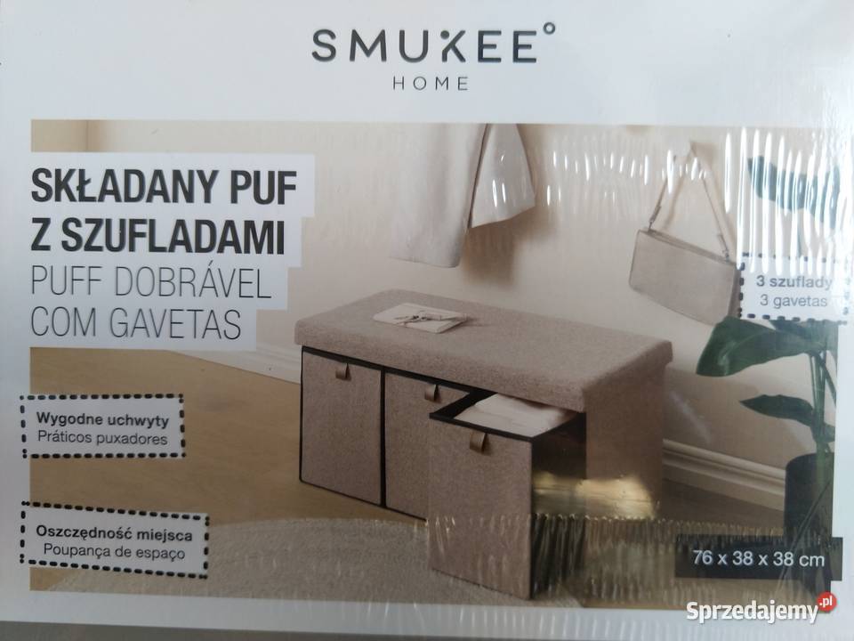 NOWY Składany puf ze schowkami 3 szufladami 76cm Zabrze sprzedam