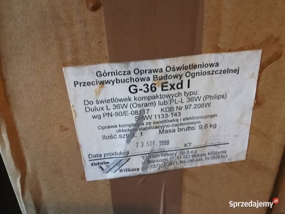 Oprawy ognioszczelne G36 S55 Exd Elektrim Dąbrowa Górnicza