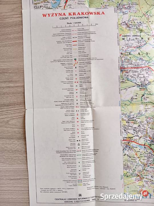 Wyżyna Krakowska Mapa Turystyczna PRL małopolskie Kraków sprzedam