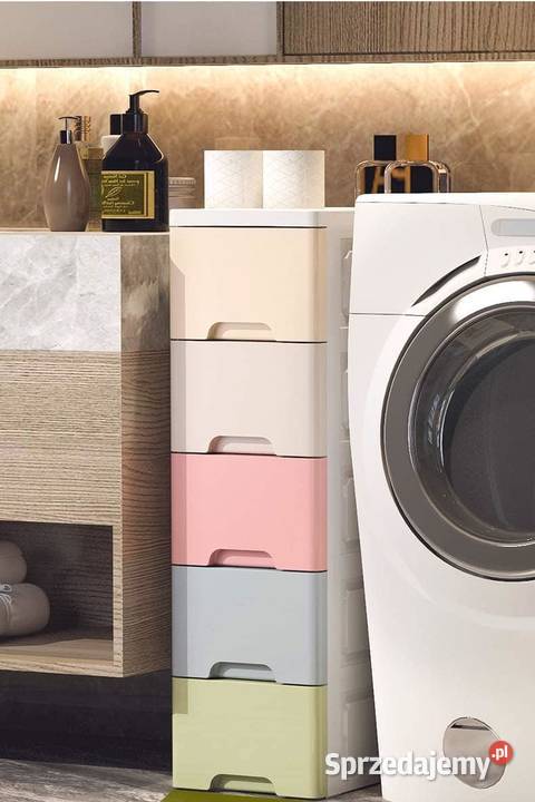 Regał z 5 wysuwanymi szufladami nogi z kółkami Smogorzów