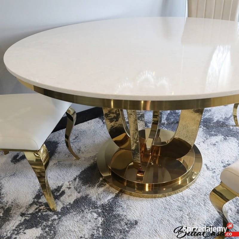 Stół okrągły glamour do jadalni Emily Gold Warszawa