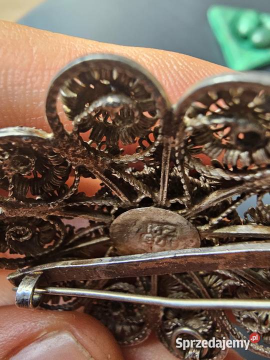 Broszka srebrna filigran Pozostałe mazowieckie