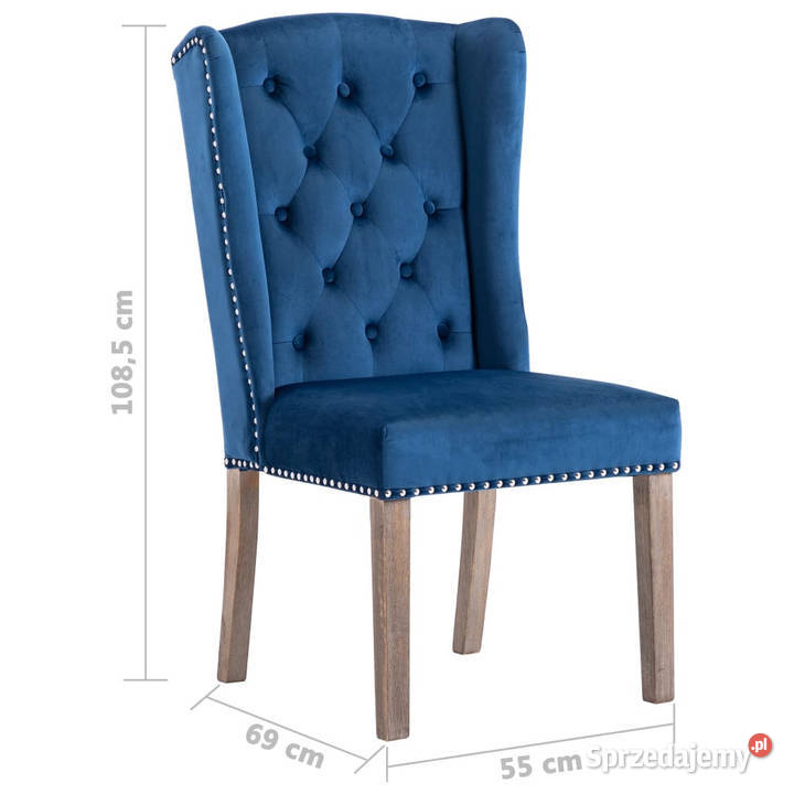 Krzesła stołowe 2 niebieskie aksamitne WM3055847 Warszawa