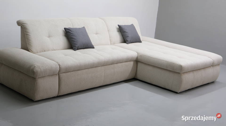 TIL Narożnik z funkcją spania beżowa tkania Poznań