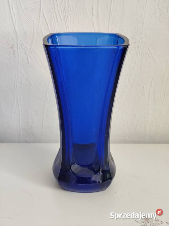 Vintage wazon kobaltowy Luminarc France Grube