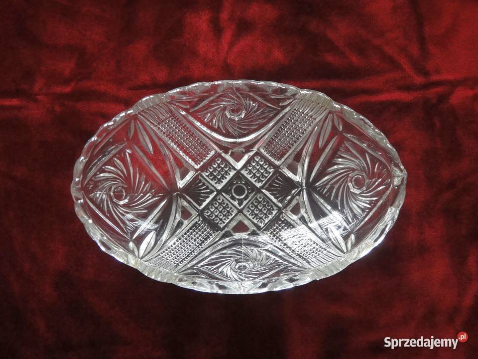 Półmisek szklany owalny zdobiony z okresu PRL Kielce