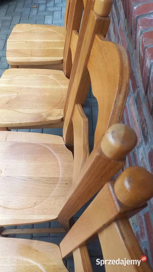Krzesła dębowe drewniane 4 rustykalne twarde Gawroniec