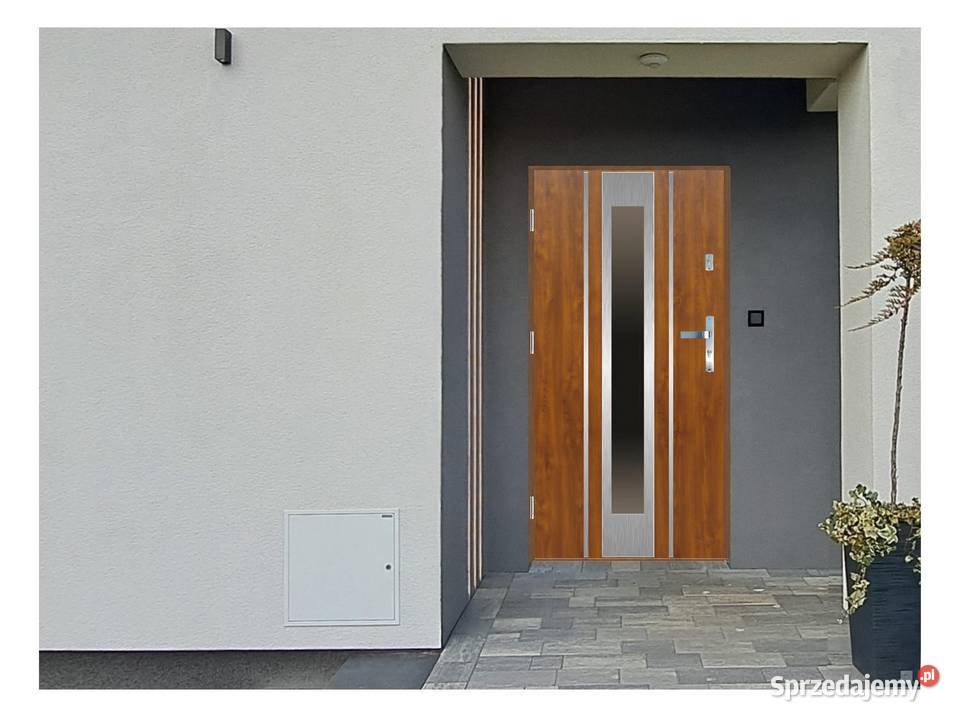 Drzwi wejściowe do domu GI09 INOX Złoty Dąb 90 Ciemniewo sprzedam