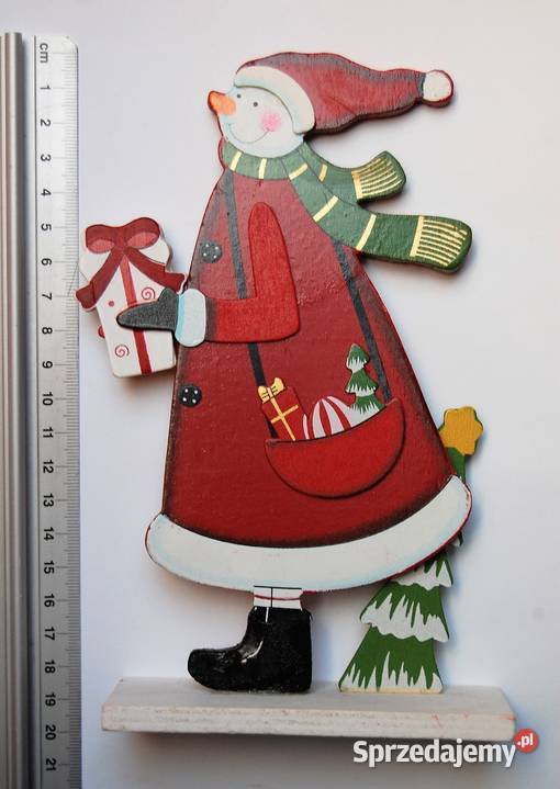 Mikołaj ozdoba drewniana vintage na okno 2 Lublin