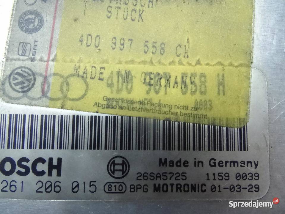 4D0907558H AUDI A8 D2 9902 STEROWNIK SILNIKA osobowe wielkopolskie