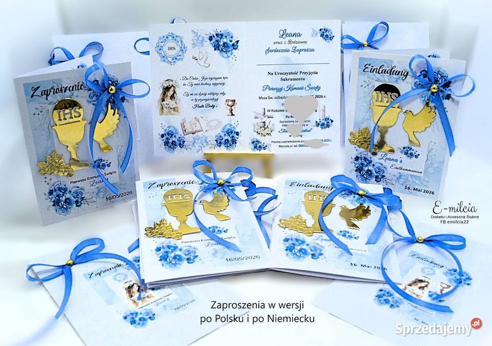 Zaproszenia 3D I Komunia Św spersonalizowane i z Zielona Góra