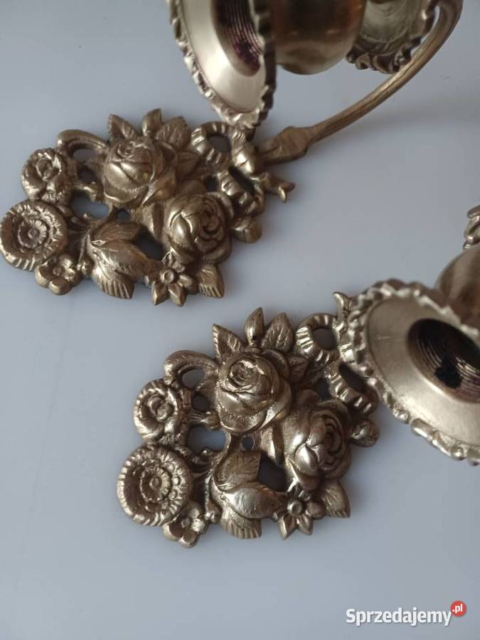 Piękny mosiężny świecznik naścienny Poznań