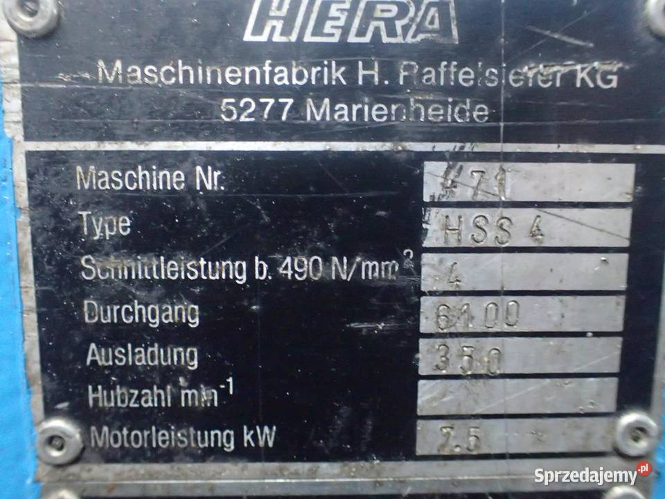 Gilotyna hydrauliczna nożyce gilotynowe HERA Biznes i Przemysł Sadki sprzedam