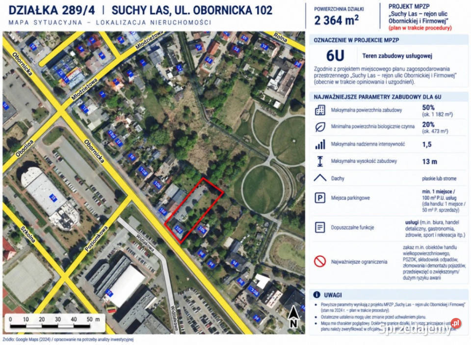 Działka inwestycyjna usługowa Obornicka Suchy 236400m2 Sprzedaż
