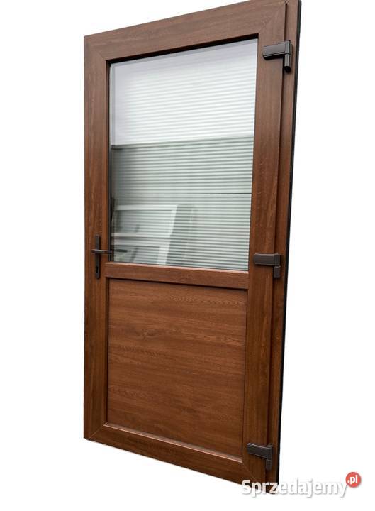 Drzwi zewnętrzne sklepowe PCV 100x210 złoty dąb Poznań