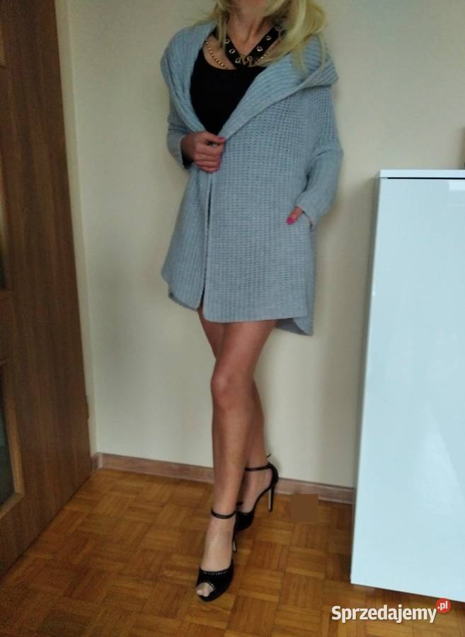 Sweter kardigan szary kaptur PAPARAZZI FASHION M Łapy