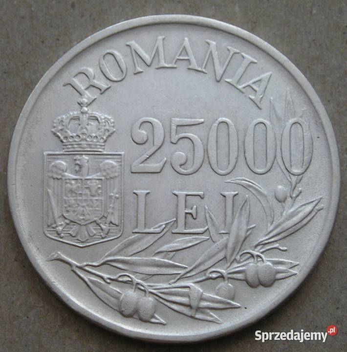 Rumunia 25000 lei 1946 Michał srebro Numizmatyka Łódź