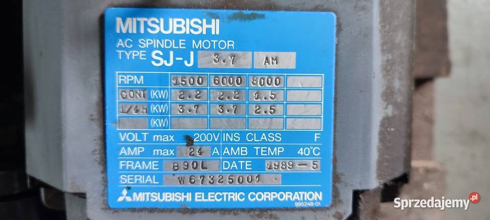 Mitsubishi SJJ37A AC Spindle Motor 200V 24A 14HP Wrocław