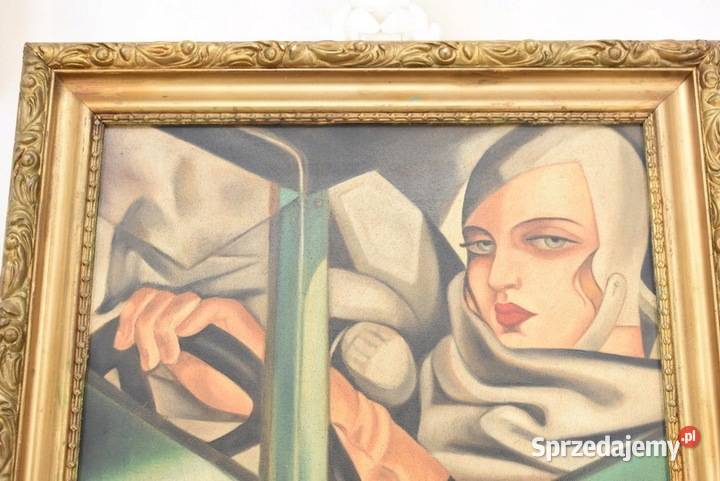 T De Łempicka Dama Kobieta w Bugatti Stary Obraz Kraków