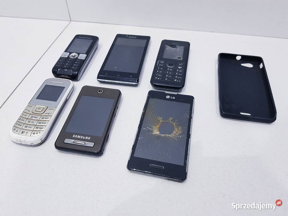 Zestaw starych uszkodzonych telefonów na części Dąbrowa Górnicza