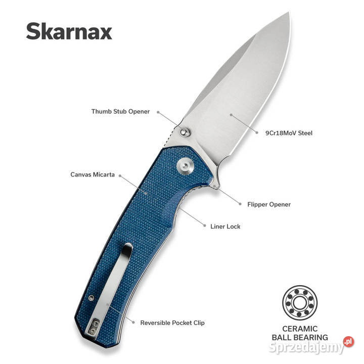 Nóż składany Sencut Skarnax Blue Canvas Micarta Warszawa
