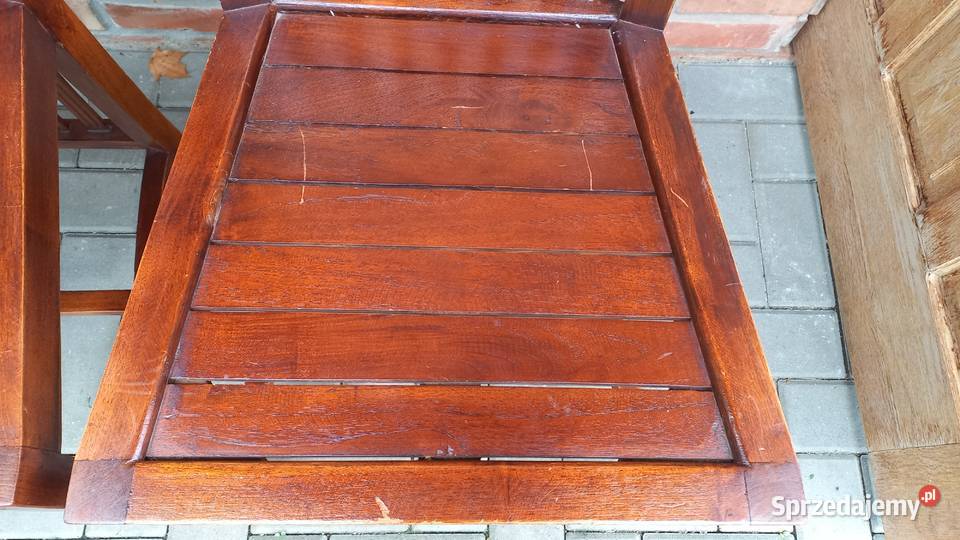 Krzesła tekowe drewniane 2 kolonialne twarde Gawroniec