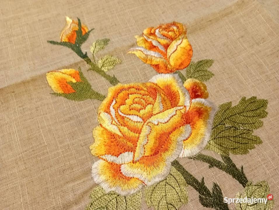 Bieżnik z haftem różyczki 40x140 beżowy