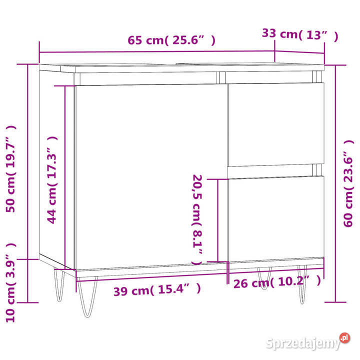 Szafka łazienkowa biała 65x33x60 materiał Warszawa