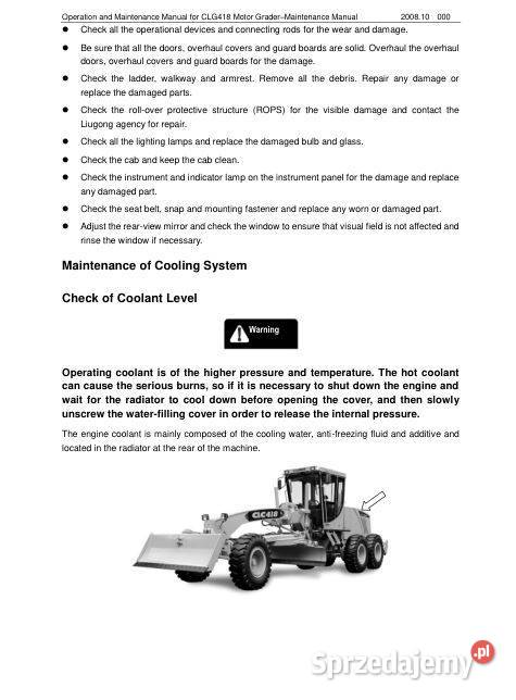 LiuGong CLG418 instrukcja osługi DTR świętokrzyskie Kielce