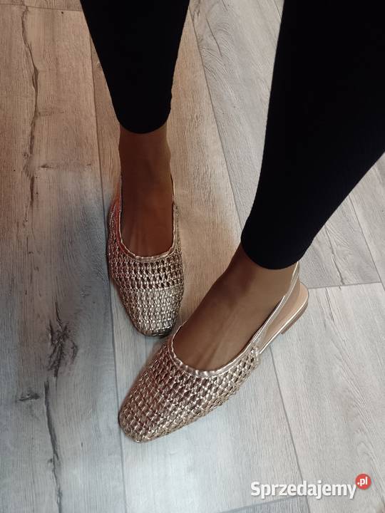 41 Złote ażurowe baleriny wieczorowe z odkrytą małopolskie Kraków