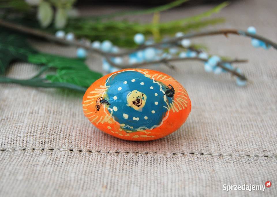 Stara pisanka drewniana malowana Ukraina 43 lubelskie