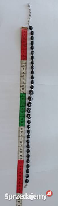 Korale FASETOWANE czarne z białymi brzegami Naszyjniki Zegarki i Biżuteria wielkopolskie Złotniki