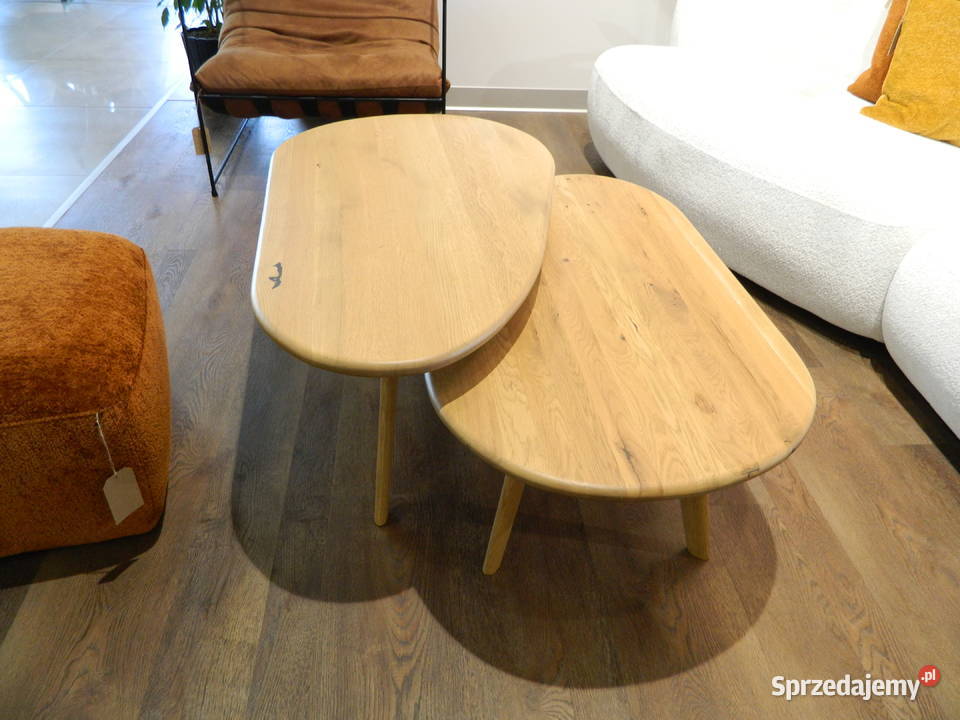 Stoliki wypoczynek kawowy dębowy owalny zestaw 2 podkarpackie Rzeszów