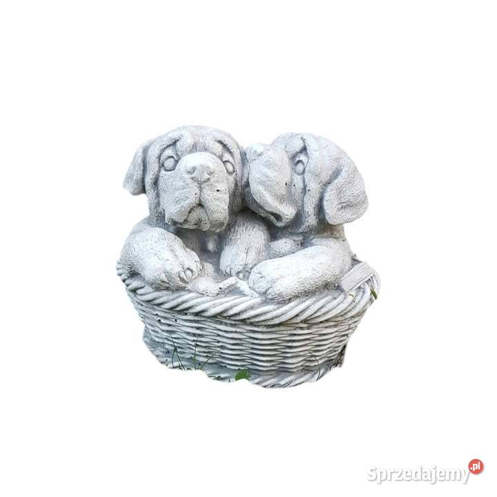 Pieski gipsowe piesek w koszyku figurka psa Łódź