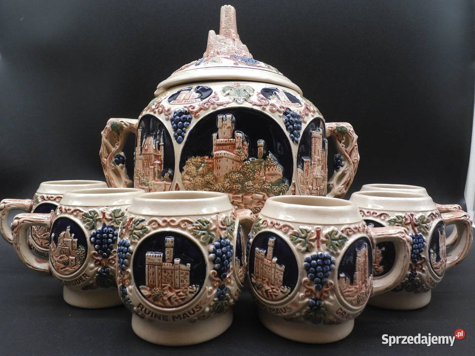 Zabytkowy niemiecki zestaw do ponczu grzańca Raszków