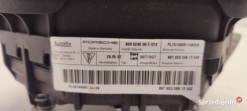 PORSCHE CAYMAN 987 PODUSZKA AIRBAG KIEROWCY