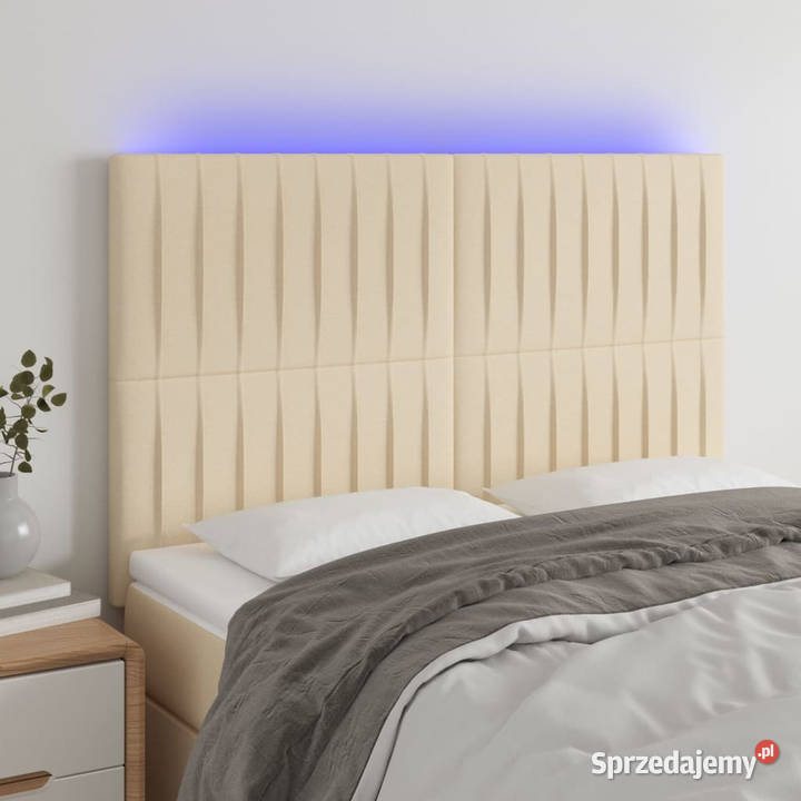 Zagłówek do łóżka z LED kremowy 144x5x118128 Dom i Ogród Warszawa